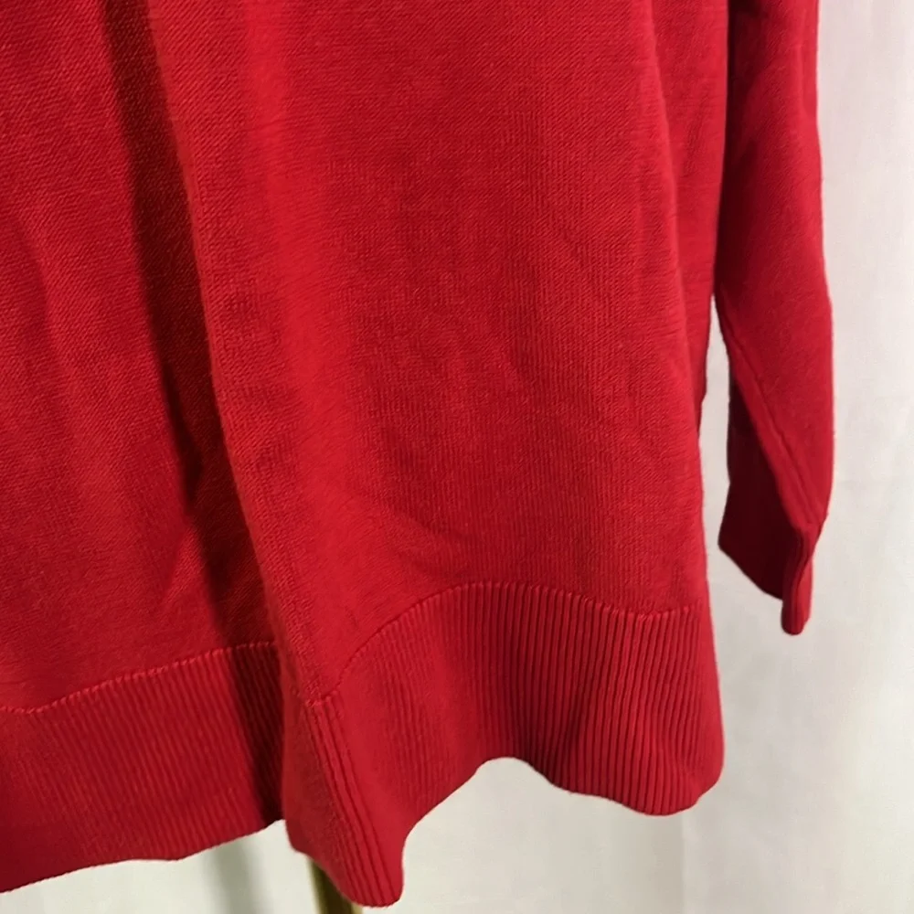 NWT Karen Scott Red Front Seam Mock Neck Cotton Sweater